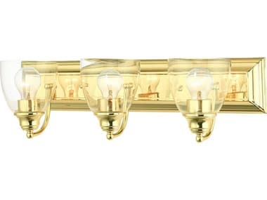 Livex Lighting Birmingham 24" Wide 3-Light Polished Brass Glass Vanity Light LV1707302