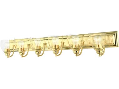 Livex Lighting Birmingham 48" Wide 6-Light Polished Brass Clear Glass Vanity Light LV1707602