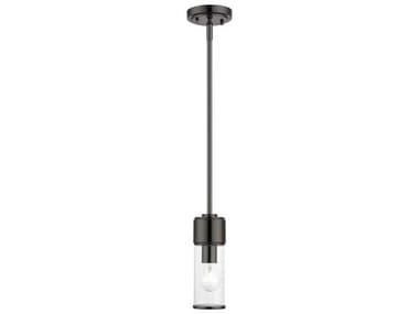 Livex Lighting Quincy 4" 1-Light Black Chrome Glass Cylinder Mini Pendant LV1714046