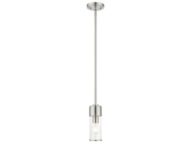 Livex Lighting Quincy 4" 1-Light Brushed Nickel Glass Cylinder Mini Pendant LV1714091