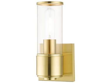Livex Lighting Quincy 9" Tall 1-Light Satin Brass Glass Wall Sconce LV1714112
