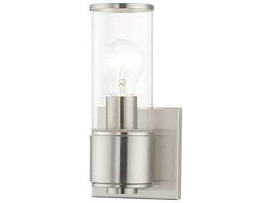 Livex Lighting Quincy 9" Tall 1-Light Brushed Nickel Glass Wall Sconce LV1714191