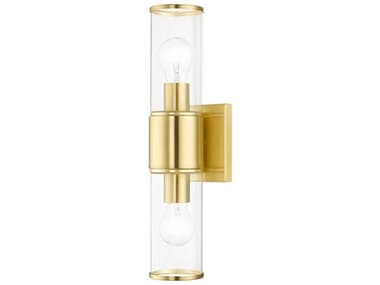 Livex Lighting Quincy 16" Wide 2-Light Satin Brass Glass Vanity Light LV1714212