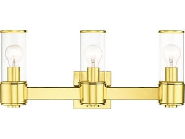 Livex Lighting Quincy 22" Wide 3-Light Polished Brass Glass Vanity Light LV1714302