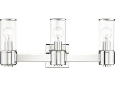 Livex Lighting Quincy 22" Wide 3-Light Polished Chrome Glass Vanity Light LV1714305