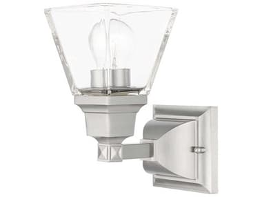 Livex Lighting Mission 9" Tall 1-Light Brushed Nickel Glass Wall Sconce LV1717191