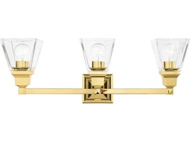 Livex Lighting Mission 25" Wide 3-Light Polished Brass Glass Vanity Light LV1717302