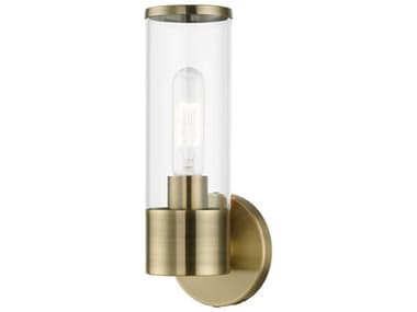 Livex Lighting Banca 11" Tall 1-Light Antique Brass Glass Wall Sconce LV1728101