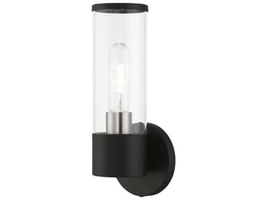 Livex Lighting Banca 11" Tall 1-Light Black Brushed Nickel Glass Wall Sconce LV1728104