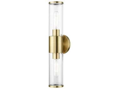 Livex Lighting Banca 4" Wide 2-Light Antique Brass Glass Vanity Light LV1728201