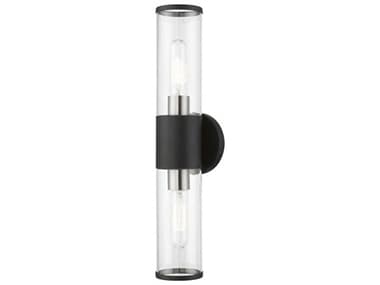 Livex Lighting Banca 4" Wide 2-Light Black With Brushed Nickel Accent Glass Vanity Light LV1728204