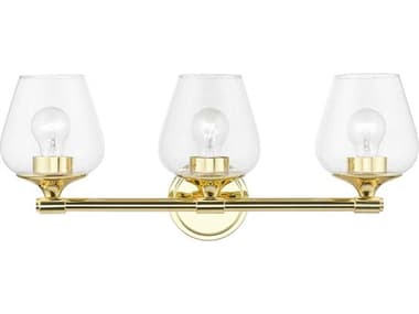 Livex Lighting Willow 23" Wide 3-Light Polished Brass Glass Vanity Light LV1747302