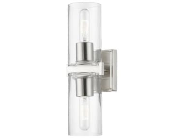 Livex Lighting Clarion 5" Wide 2-Light Brushed Nickel Glass Vanity Light LV1803291