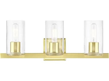 Livex Lighting Clarion 22" Wide 3-Light Satin Brass Glass Vanity Light LV1803312