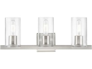 Livex Lighting Clarion 22" Wide 3-Light Brushed Nickel Glass Vanity Light LV1803391