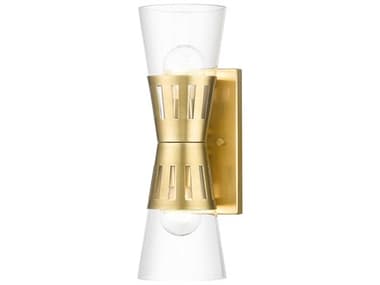 Livex Lighting Bennington 4" Tall 2-Light Natural Brass Glass Wall Sconce LV1817208