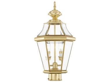 Livex Lighting Georgetown Polished Brass 2-light 10'' Wide Outdoor Post Light LV226402