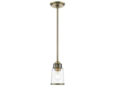 Livex Lighting Lawrenceville 5" 1-Light Antique Brass Clear Glass Bell Mini Pendant LV4002101