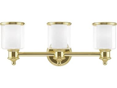 Livex Lighting Middlebush 23" Wide 3-Light Polished Brass Glass Vanity Light LV4021302