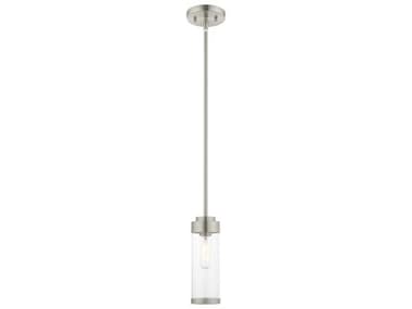 Livex Lighting Hillcrest 5" 1-Light Brushed Nickel Glass Mini Pendant LV4047091