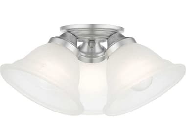 Livex Lighting Wynnewood 16" 3-Light Painted Satin Nickel Glass Bell Semi Flush Mount LV4072781