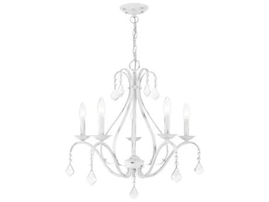 Livex Lighting Caterina 24" Wide 5-Light Antique White Clear Crystals Candelabra Chandelier LV4084560