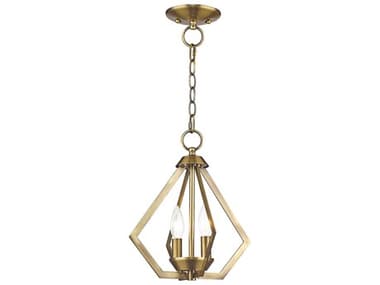 Livex Lighting Prism 11" 2-Light Antique Brass Mini Pendant LV4092201