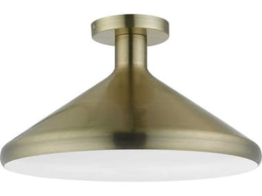 Livex Lighting Geneva 15" 1-Light Antique Brass Semi Flush Mount LV4095001