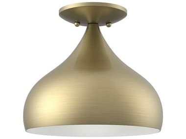 Livex Lighting Amador 10" 1-Light Antique Brass Bell Semi Flush Mount LV4098001