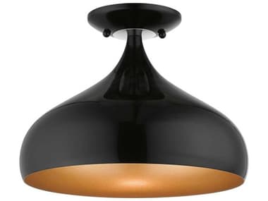 Livex Lighting Amador 11" 1-Light Shiny Black Polished Chrome Bell Semi Flush Mount LV4105068
