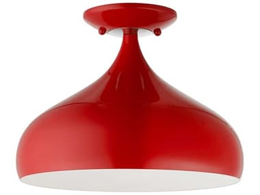 Livex Lighting Amador 11" 1-Light Shiny Red Polished Chrome Bell Semi Flush Mount LV4105072