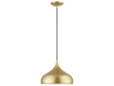 Livex Lighting Amador 11" 1-Light Soft Gold Polished Brass White Bell Mini Pendant LV4117233