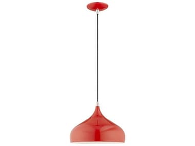 Livex Lighting 1-Light Shiny Red White Mini Pendant LV4117272