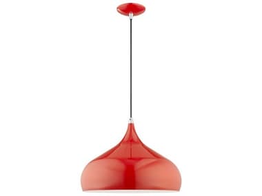 Livex Lighting 1-Light Shiny Red White Pendant LV4117472