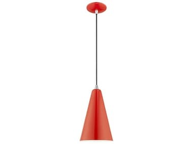 Livex Lighting 1-Light Shiny Red White Mini Pendant LV4117572