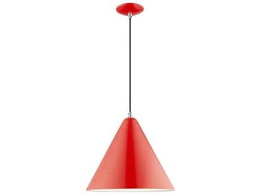 Livex Lighting 1-Light Shiny Red White Geometric Pendant LV4117672