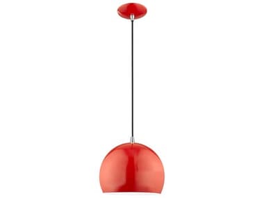 Livex Lighting 1-Light Shiny Red White Dome Mini Pendant LV4118172