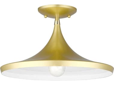 Livex Lighting Waldorf 14" 1-Light Soft Gold Polished Brass Semi Flush Mount LV4118933