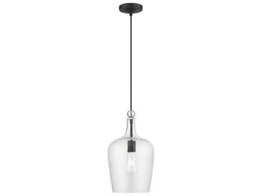 Livex Lighting Avery 9" 1-Light Black Brushed Nickel Glass Bell Mini Pendant LV4123704