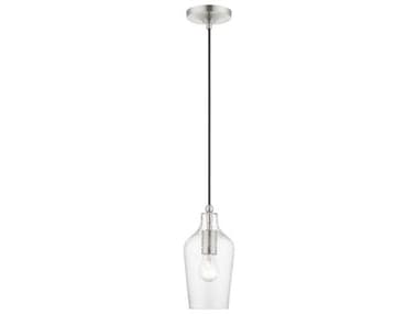 Livex Lighting Avery 5" 1-Light Brushed Nickel Glass Bell Mini Pendant LV4124091