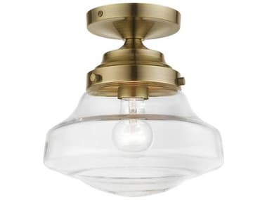 Livex Lighting Avondale 9" 1-Light Antique Brass Glass Semi Flush Mount LV4129101
