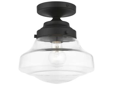 Livex Lighting Avondale 9" 1-Light Black Glass Semi Flush Mount LV4129104