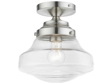 Livex Lighting Avondale 9" 1-Light Brushed Nickel Glass Semi Flush Mount LV4129191