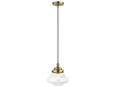 Livex Lighting Avondale 9" 1-Light Antique Brass Glass Mini Pendant LV4129301