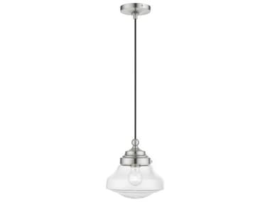 Livex Lighting Avondale 9" 1-Light Brushed Nickel Glass Mini Pendant LV4129391