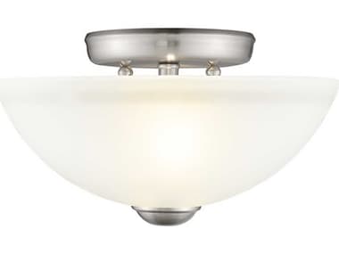 Livex Lighting Somerset 11" 2-Light Brushed Nickel Glass Bowl Geometric Semi Flush Mount LV420691