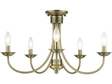Livex Lighting Estate 24" 5-Light Antique Brass Semi Flush Mount LV4268401