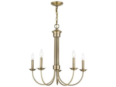 Livex Lighting Estate 25" Wide 5-Light Antique Brass Candelabra Chandelier LV4268501