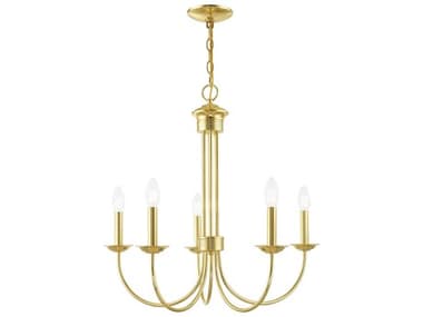 Livex Lighting Estate 25" Wide 5-Light Polished Brass Candelabra Chandelier LV4268502