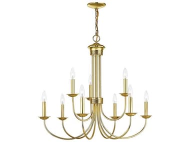 Livex Lighting Estate 30" Wide 9-Light Polished Brass Candelabra Tiered Chandelier LV4268702